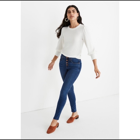 Madewell Button Front 9” Mid Rise Skinny Jean - Picture 3 of 12